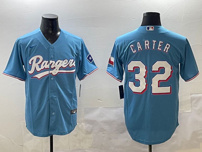 Men Texas Rangers #32 Carter Light Blue Game 2025 Nike MLB Jersey style 3